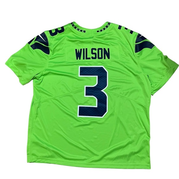 Nike Russell Wilson NFL Rush Vapor Limited Neon Green Seattle Seahawks Jersey - Picture 2 of 2